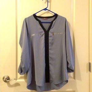 Blue black trim over the head top